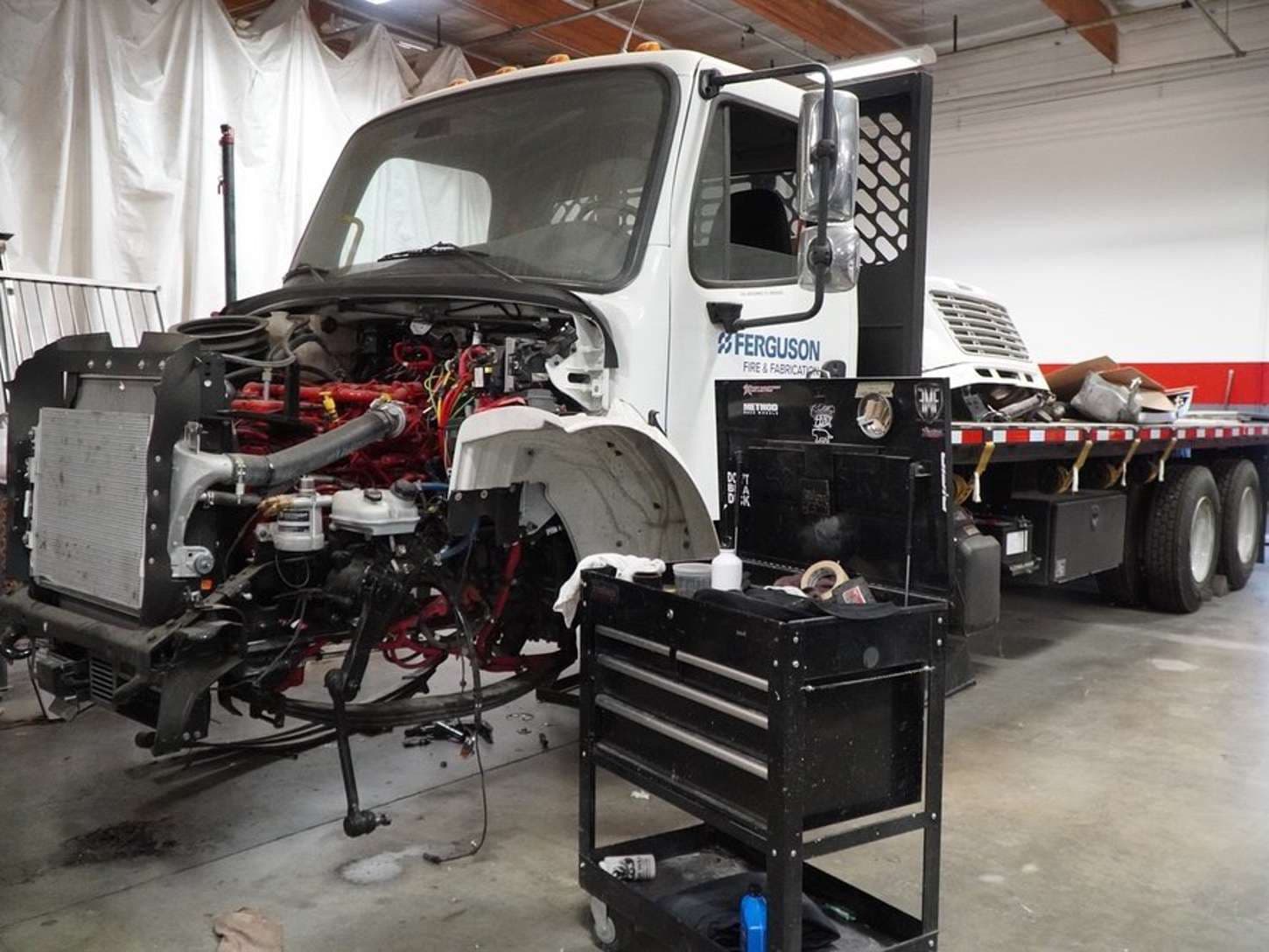 Semi Truck Body Repair, Sleeper and Day Cab Tractors at the OCRV Center shop in Yorba Linda